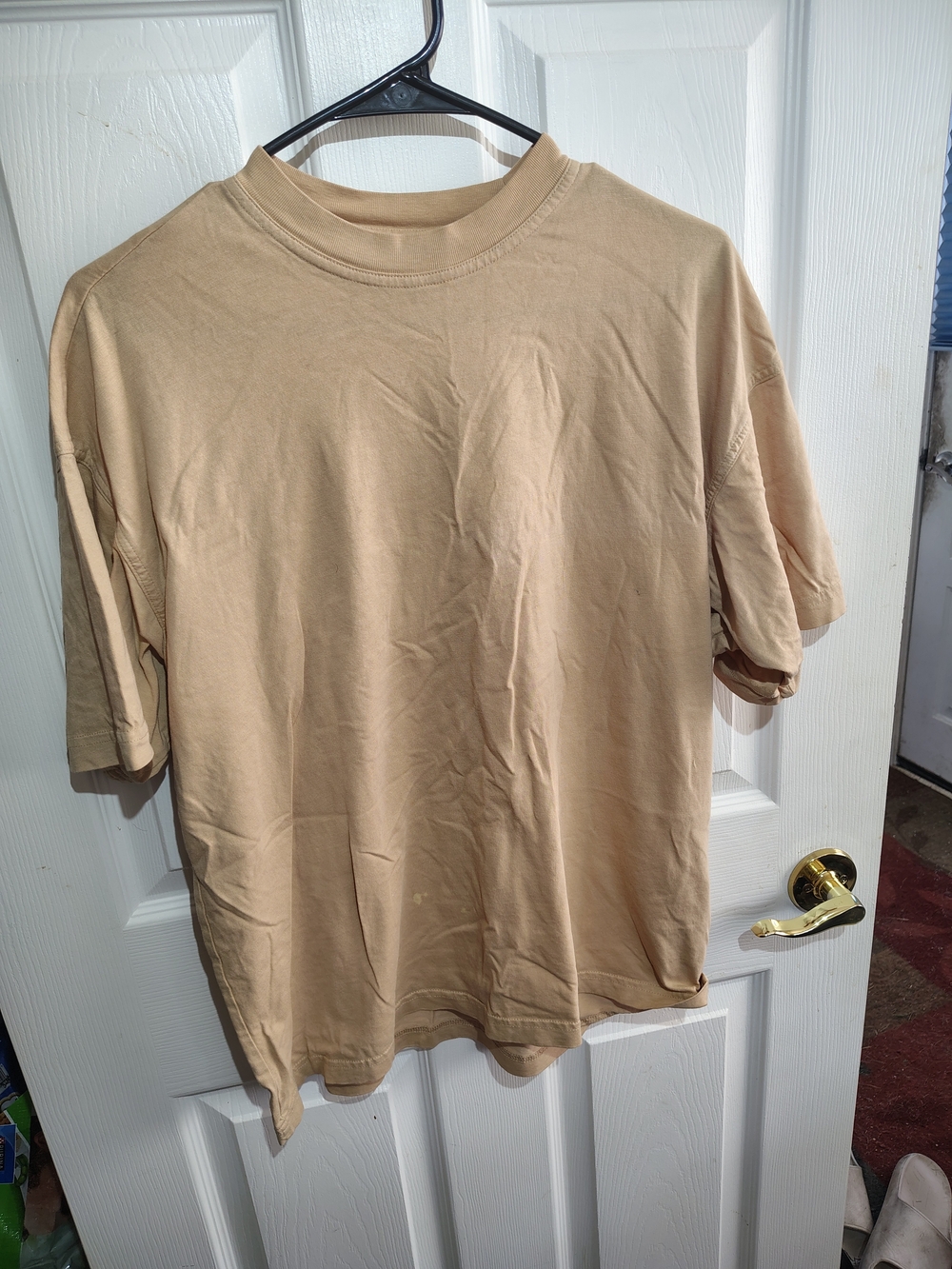 H&M Men's Beige Short Sleeve Crew Neck T-Shirt